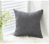 RKAAS HOME Pack of 4 Super Soft Decorative Luxurious Corduroy Square Cushion Cover for Living Room Sofa Couch Bed 55cm x 55cm 22x22 Inches (Pack of 4 - Grey)