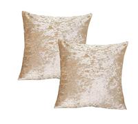 RKAAS HOME Super Soft Decorative Luxurious Crushed Ice Velvet Square Cushion Cover for Living Room Sofa Couch Bed 60cm x 60cm 24x24 Inches (Pack of 2 - Champagne)