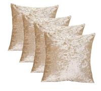 RKAAS HOME Super Soft Decorative Luxurious Crushed Ice Velvet Square Cushion Cover for Living Room Sofa Couch Bed 55cm x 55cm 22x22 Inches (Pack of 4 - Champagne)