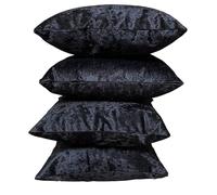 RKAAS HOME Super Soft Decorative Luxurious Crushed Ice Velvet Square Cushion Cover for Living Room Sofa Couch Bed 50cm x 50cm 20 x 20 Inches (Pack of 4 - Black)