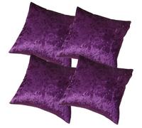 RKAAS HOME Super Soft Decorative Luxurious Crushed Ice Velvet Square Cushion Cover for Living Room Sofa Couch Bed 55cm x 55cm 22x22 Inches (Pack of 4 - Purple)