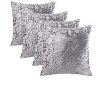 RKAAS HOME Super Soft Decorative Luxurious Crushed Ice Velvet Square Cushion Cover for Living Room Sofa Couch Bed 40cm x 40cm 16x16 Inches (Pack of 4 - Silver Grey)