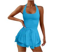 RKaixuni Early Black of Friday Deals Tennis Dress Womens Workout Dress with Built-in Bra Shorts Pockets Summer Romper Dress Golf Athletic Gym Sportswear