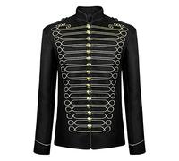 RKaixuni Men's Medieval Victorian VTG Punk Officer Military Drummer Parade Majorette Jacket Uniform Christmas Party Costume Gold
