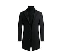 RKaixuni Teen Boys Trench Coats Wool-Blend Peacoats Slim Fit Lapel Blazer Jackets Elegant Suits Winter Fall Fashion Coat Black