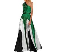 RKaixuni Wedding Guests Dresses Women One Shoulder Sleeveless Elegant Pleated Maxi Dress Cocktail Evening Party Ball Gown Mint Green