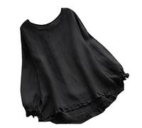 RKaixuni Women Renaissance Blouse Peasant Tops Linen Babydoll Shirt Ruffle Plain Long Sleeve Lightweight Top Tunic Pullover Black
