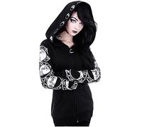RKaixuni Women Zip Up Hoodies Sweatshirt Black Winter Fall Tops Long Sleeve Pullover Shirt 90s Vintage Emo Punk Gothic Clothes
