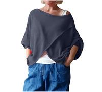 RKaixuni Womens Casual Poncho Sweater Cross Front Lightweight Knitted Wrap Scarf Cape Sweaters Shawl Wraps for Evening Dress Navy