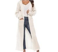 RKaixuni Womens Long Sweaters Cardigan Open Front Slouchy Chunky Knit Cardigans Lightweight Winter Coat Slim Fit Jackets White