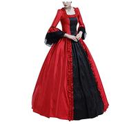 RKaixuni Womens Madame de Pompadour Rococo Ball Gown Long Gothic Renaissance Victorian Dress Medieval Masquerade Theme Dresses Red