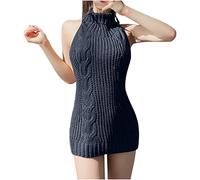 RKaixuni Womens Sexy Backless Turtleneck Anime Cosplay Virgin Killer Sweater One-Piece Bikini Knit Tank Top Pullover Black