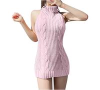 RKaixuni Womens Sexy Backless Turtleneck Anime Cosplay Virgin Killer Sweater One-Piece Bikini Knit Tank Top Pullover Pink
