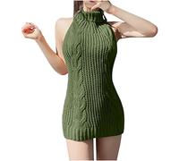 RKaixuni Womens Sexy Backless Turtleneck Anime Cosplay Virgin Killer Sweater One-Piece Bikini Knit Tank Top Pullover Green