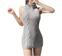 RKaixuni Womens Sexy Backless Turtleneck Anime Cosplay Virgin Killer Sweater One-Piece Bikini Knit Tank Top Pullover Gray