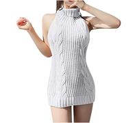 RKaixuni Womens Sexy Backless Turtleneck Anime Cosplay Virgin Killer Sweater One-Piece Bikini Knit Tank Top Pullover White