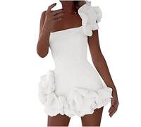 RKaixuni Womens Sexy Corset Bustier Bodycon Dress Formal One Shoulder Irregular Ruffle Club Mini Gown Wedding Guest Dresses White