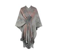RKaixuni Women's Shawl Wraps for Evening Dress Sweaters Poncho Cotton Wool-Blend Cape Open Front Cardigan Shawls Fall Winter Gray
