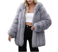 RKaixuni Women's Winter Warm Faux-Fur Coat Mid Long Jacket Shaggy Parka Thick Plus Size Outerwear Overcoat Anorak Hooded