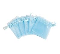 RKC Divine Design By RKC Jewelz London 100pc 12x17cm Blue Organza Drawstring Gift Bags for Jewellery Necklaces Bracelets - Wedding Birthday Party Pouches - Premium Gifts Teens Best Friends