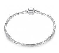 RKC Divine Design By RKC Jewelz London 18cm Snake Chain Charm Bracelet Classic Plain Clasp - Silver Plated - Birthday Valentines Mothers Day Jewellery Gifts for Women Girls