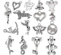 RKC Divine Design By RKC Jewelz London x80 Oxidised Silver Tibetan Dangle Charms Pendants for Crafts Jewellery Making Bracelets Necklaces Earrings Girls Women