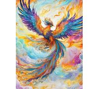 RKFLGEW 14CT Animal Pre Printed Cross Stitch Kits Color Phoenix DIY Cross Stitch Patterns Kits Crafts Embroidery Set for Home Decor 80x100cm