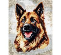 RKFLGEW 14CT Counted Cross Stitch Kits German Shepherd Animal Cross Stitch Set Pet Dog Embroidery Kit for Beginners Adult DIY Cross Stitches Needlepoint Kits 30x40cm