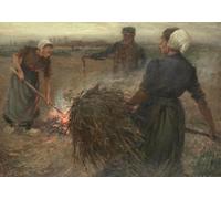 RKFLGEW 14CT Cross-Stitch Counted Kits 《Burning Stubble》 Cross Stitching Kit Vintage Oil Painting Cross Stitch Starter Kit for Adults DIY Needlepoint Kits Embroidery Patterns 50x70cm