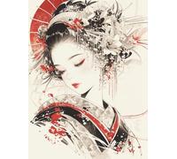 RKFLGEW 14CT Cross Stitch Kits for Beginners Retro Japanese Courtesan Pre Printed Cross Stitch Kits for Adults Beginners,Embroidery Set Wall Art Home Decor 40x50cm