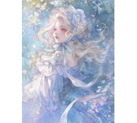 RKFLGEW 14CT Pre Printed Cross Stitch Kits Anime Women and Flowers Cross-Stitch Kits for Beginner Or Adults,DIY Easy Counted Needlework Embroidery Set Home Decoration 40x50cm