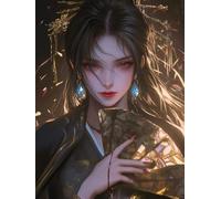 RKFLGEW 14CT Pre Printed Cross Stitch Kits Classic Oriental Woman Counted Fabric Cross Stitching DIY Art Needlecrafts Embroidery Kits with Scissors Accessories 40x50cm