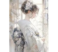 RKFLGEW 14CT Pre Printed Cross Stitch Kits Fantasy Kimono Woman DIY Cross Stitch Patterns Kits Crafts Needlework Embroidery Set for Home Decor 40x50cm