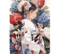 RKFLGEW 14CT Pre Printed Cross Stitch Kits Fantasy Women and Flowers Preprinted Fabric Cross Stitch DIY Art Needlecrafts Embroidery Kits for Adults Beginners 40x50cm
