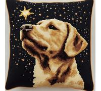 RKFLGEW Animal Latch Hook Kit Cushion for Adults,Dogs and Stars 17X17Inch,DIY Pre-Printed Craft Latch Hook Rug Kits Cross-Stitch Embroidery Pillow Cover Kit for Christmas/S Home Sofa Decoration