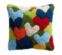 RKFLGEW Animal Latch Hook Kit Cushion,Heart-Shaped,17X17Inch Pre-Printed DIY Pillow Materials Hooks Knitted Embroidered Pillow Embroidery Latch Hook Carpet for Kids Adults