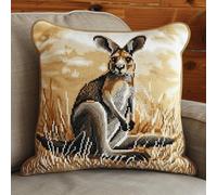 RKFLGEW Animaldiy Latch Hook Craft Kits Cartoon Kangaroo Pillowcase Sewing Making Kits DIY Crochet Yarn Kit Embroidery Set Pillow/Cushion Cover 43x43cm