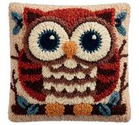 RKFLGEW Animaldiy Latch Hook Craft Kits Cartoon Owl Pillowcase/Cushion Cover Making Set Statement Rug,DIY Latch Hook Kits for A Starter Project 43x43cm