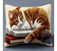 RKFLGEW Animaldiy Latch Hook Craft Kits Cute Cat Pillowcase/Cushion Cover Making Set Statement Rug,DIY Latch Hook Kits for A Starter Project 43x43cm