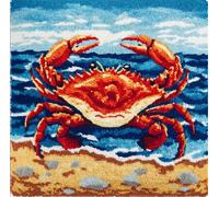 RKFLGEW Animaldiy Latch Hook Cushion Kits Cartoon Crab DIY Hook Crochet Yarn Needle Craft Easy Handmade Cushion for Home Sofa Decoration 43x43cm