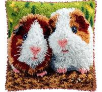 RKFLGEW Animaldiy Latch Hook Kit Cartoon Guinea Pig DIY Latch Hook Kits Pillow Printed Cushion Crochet Yarn Embroidery Needlework Craft Embroidery Set 43x43cm