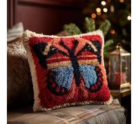 RKFLGEW Animaldiy Latch Hook Kits Fantasy Butterfly DIY Throw Pillow Cover,Sofa Cushion Latch Hook Kits for Beginners Adults Pre-Printed Pattern 43x43cm