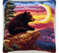 RKFLGEW Animaldiy Latch Hook Kits Forests Bear Pillowcase/Cushion Cover Making Set Statement Rug,DIY Latch Hook Kits for A Starter Project 43x43cm