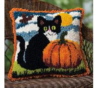 RKFLGEW Animaldiy Stamped Pillow Latch Hook Kit Cartoon Cat Pillowcase/Cushion Cover Making Set Statement Rug,DIY Latch Hook Kits for A Starter Project 43x43cm