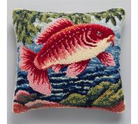 RKFLGEW Animaldiy Stamped Pillow Latch Hook Kit Fantasy Carp Pillowcase/Cushion Cover Making Set Statement Rug,DIY Latch Hook Kits for A Starter Project 43x43cm