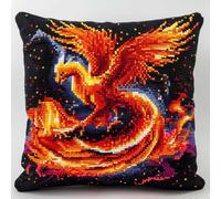 RKFLGEW Animaldiy Stamped Pillow Latch Hook Kit Fantasy Phoenix DIY Throw Pillow Cover,Sofa Cushion Latch Hook Kits for Beginners Adults Pre-Printed Pattern 43x43cm