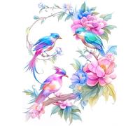 RKFLGEW DIY Bead Embroidery Kit Fantasy Flowers，Birds and Animals DIY Beads Printed Bead Embroidery Cross Stitch Kit Home Art Decor Needlework 40x50cm