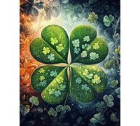 RKFLGEW DIY Bead Embroidery Kit Fantasy Four-Leaf Clover Scenery DIY Bead Embroidery Kits Cross Stitch Kit Beadwork Set 3Mm Beads for Needlework Crafts 40x50cm