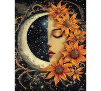 RKFLGEW DIY Bead Embroidery Kit Fantasy Sun and Moon Needlepoint Kits Bead Cross Stitch 3D Beaded Painting Handcraft 40x50cm