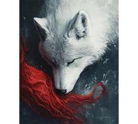 RKFLGEW DIY Bead Embroidery Kit Fantasy White Wolf Animal Needlepoint Handcraft Kits DIY Beaded Painting 3D Tapestry Bead Cross Stitch Kit 30x40cm
